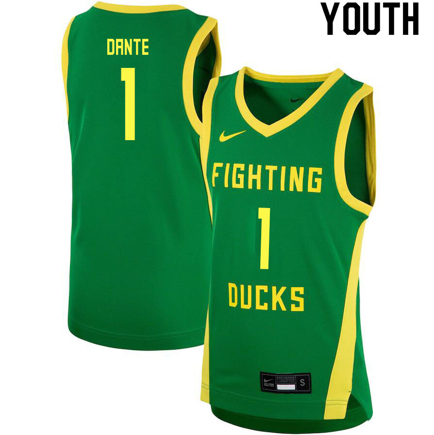 Youth # #1 N'Faly Dante Oregon Ducks College Basketball Jerseys Sale-Green - Click Image to Close